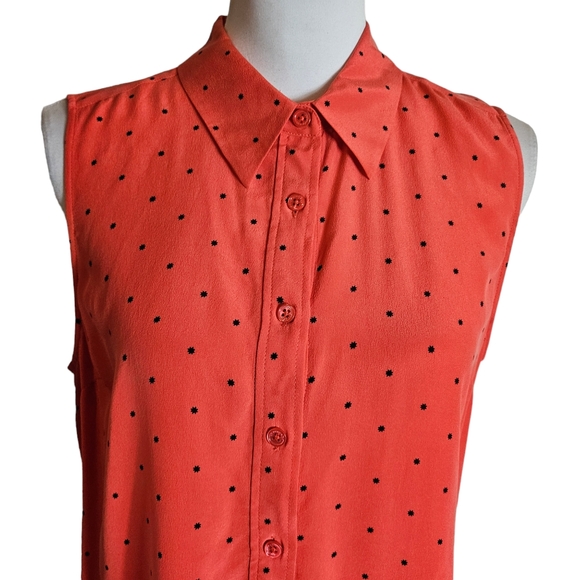 Equipment Femme Lucida Hibiscus Red 100% Silk Shirt Dress Size Medium Star Print - Picture 3 of 16